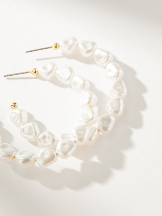 Classy Pearl Hoop Earrings | Gold | Product Image | Uncommon James