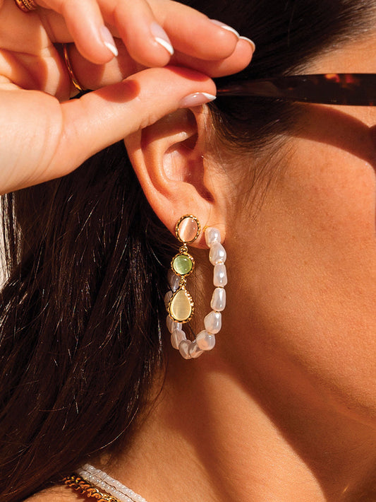 Classy Pearl Hoop Earrings | Gold | Product Image | Uncommon James