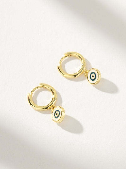 Simple Evil Eye Huggie Earrings | Gold | Product Image | Uncommon James