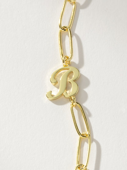 ["Cursive Initial Necklace ", " Gold B ", " Product Detail Image ", " Uncommon James"]