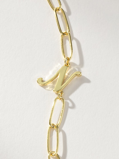 ["Cursive Initial Necklace ", " Gold N ", " Product Detail Image ", " Uncommon James"]