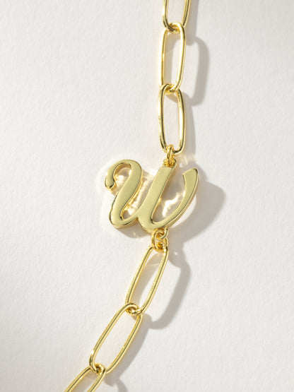 ["Cursive Initial Necklace ", " Gold W ", " Product Detail Image ", " Uncommon James"]