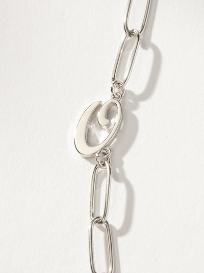 ["Cursive Initial Necklace ", " Silver O ", " Product Detail Image ", " Uncommon James"]