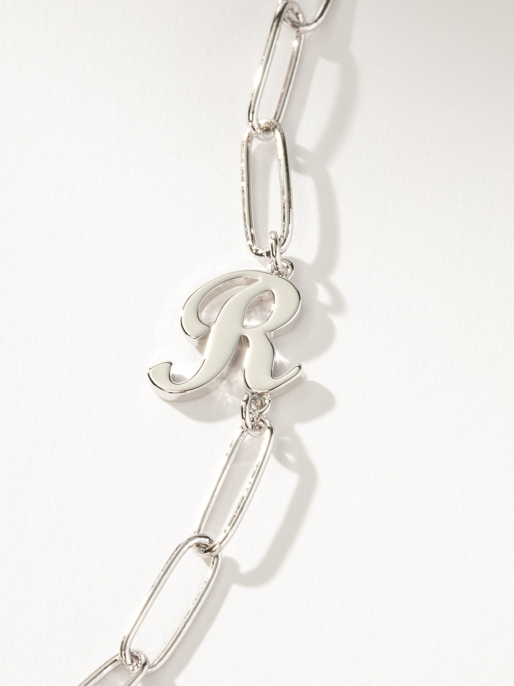 Cursive Initial Necklace | Silver R | Product Detail Image | Uncommon James