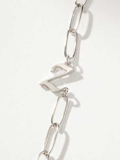 ["Cursive Initial Necklace ", " Silver Z ", " Product Detail Image ", " Uncommon James"]