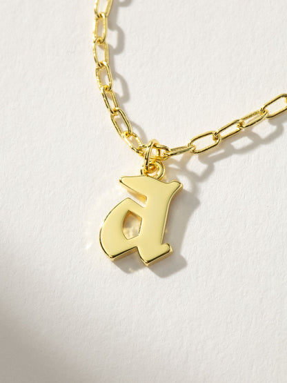 ["Gothic Initial Pendant Necklace ", " Gold A ", " Product Detail Image ", " Uncommon James"]