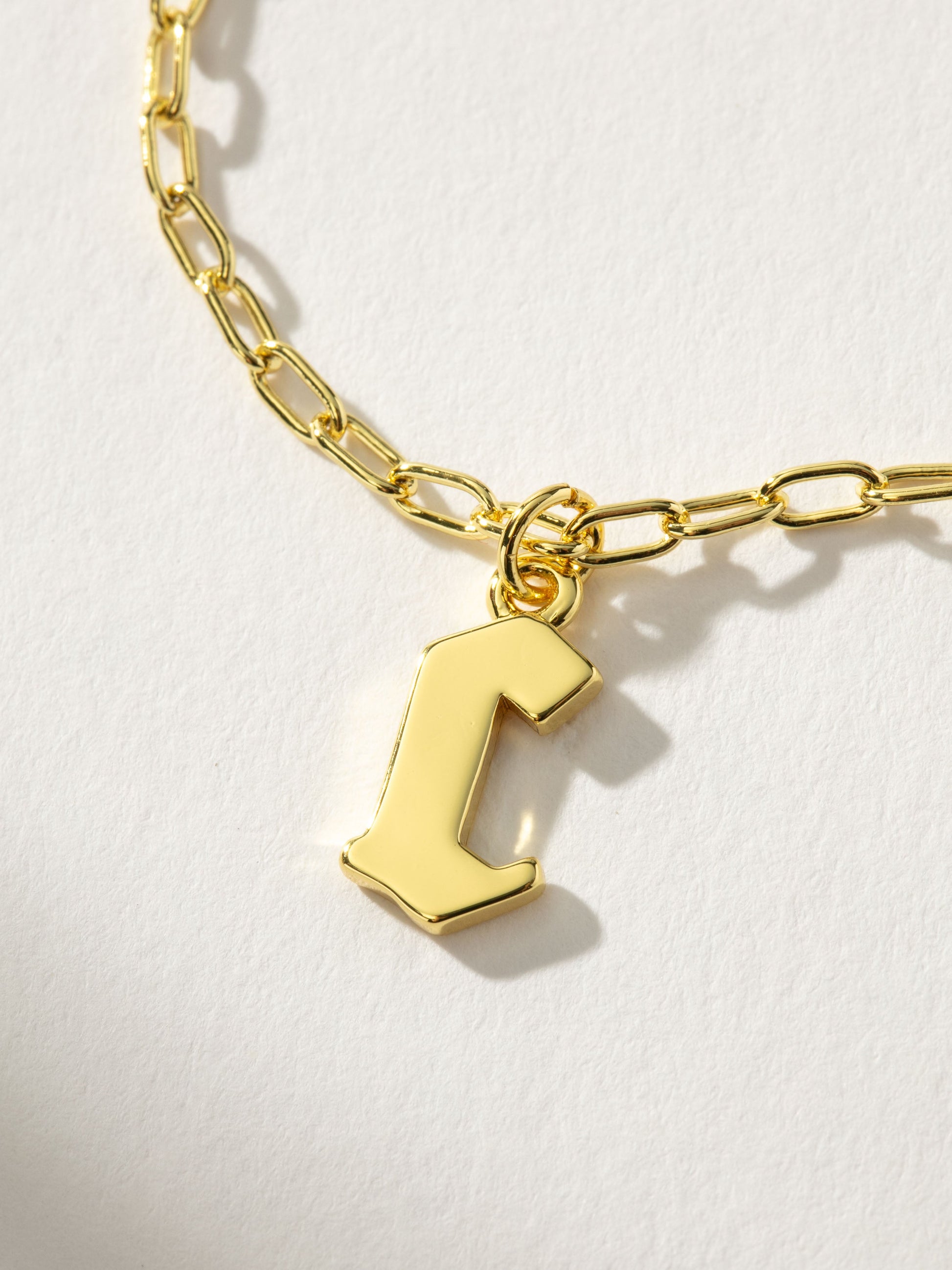 Gothic Initial Pendant Necklace | Gold C | Product Detail Image | Uncommon James