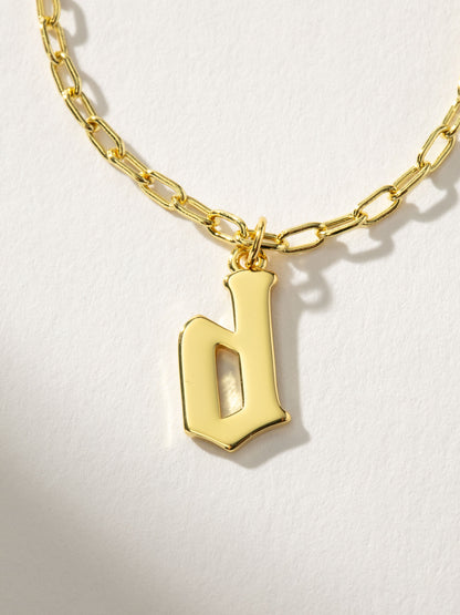 ["Gothic Initial Pendant Necklace ", " Gold D ", " Product Detail Image ", " Uncommon James"]