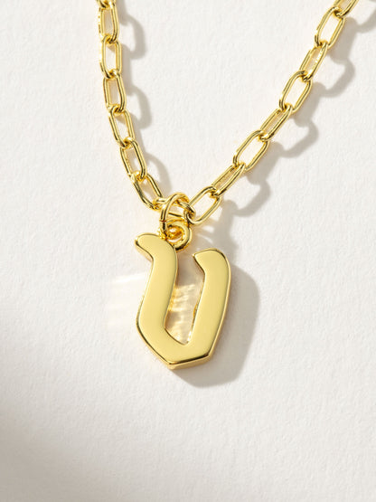 ["Gothic Initial Pendant Necklace ", " Gold V ", " Product Detail Image ", " Uncommon James"]