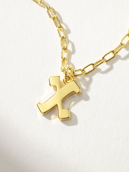 ["Gothic Initial Pendant Necklace ", " Gold X ", " Product Detail Image ", " Uncommon James"]