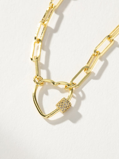 Locked Heart Necklace | Gold | Product Detail Image | Uncommon James