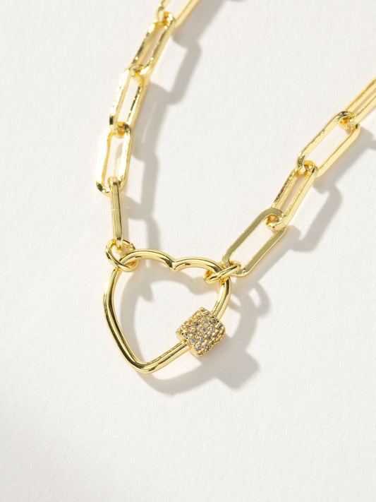 Locked Heart Necklace | Gold | Product Detail Image | Uncommon James