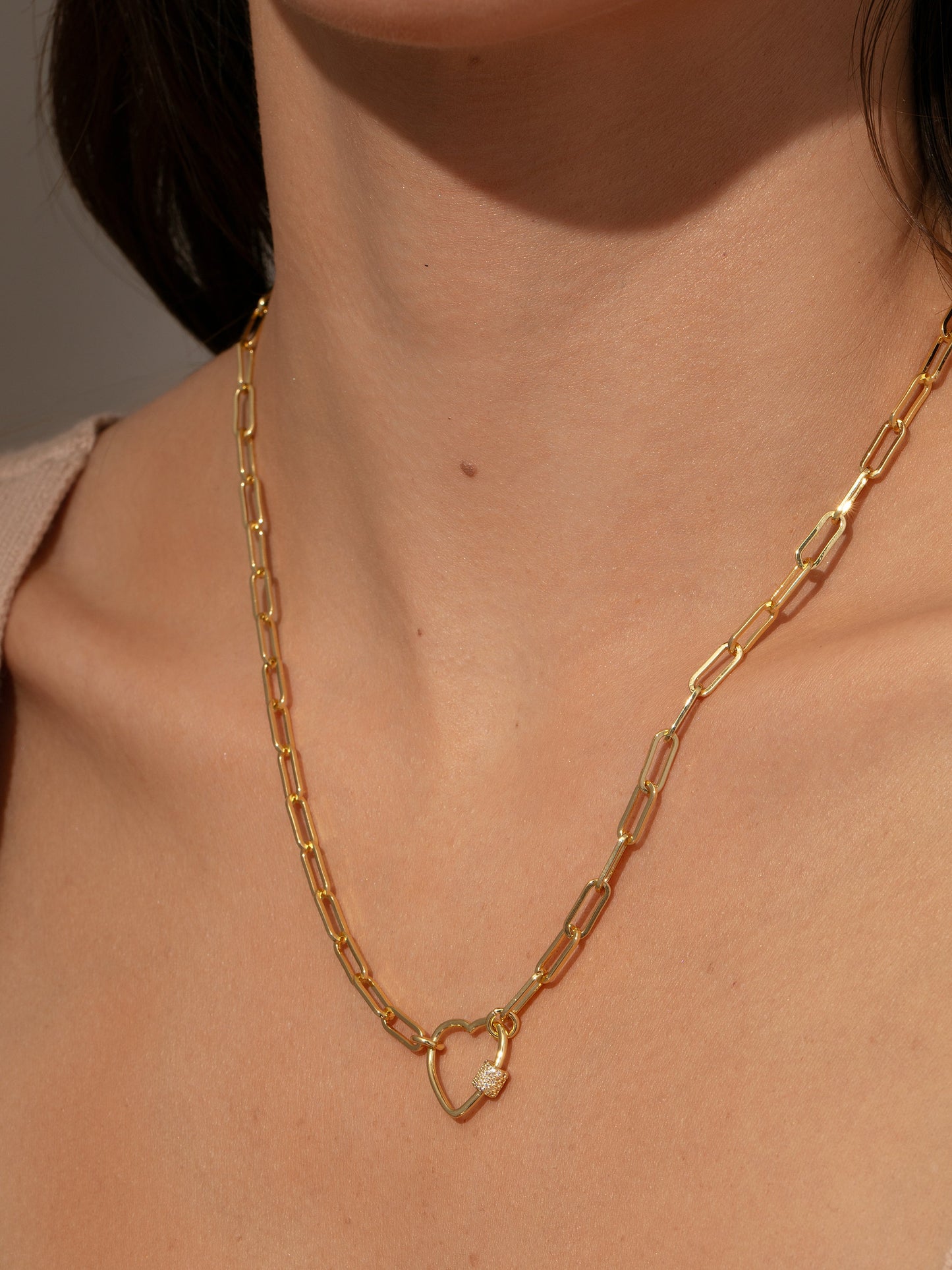 Locked Heart Necklace | Gold | Model Image | Uncommon James