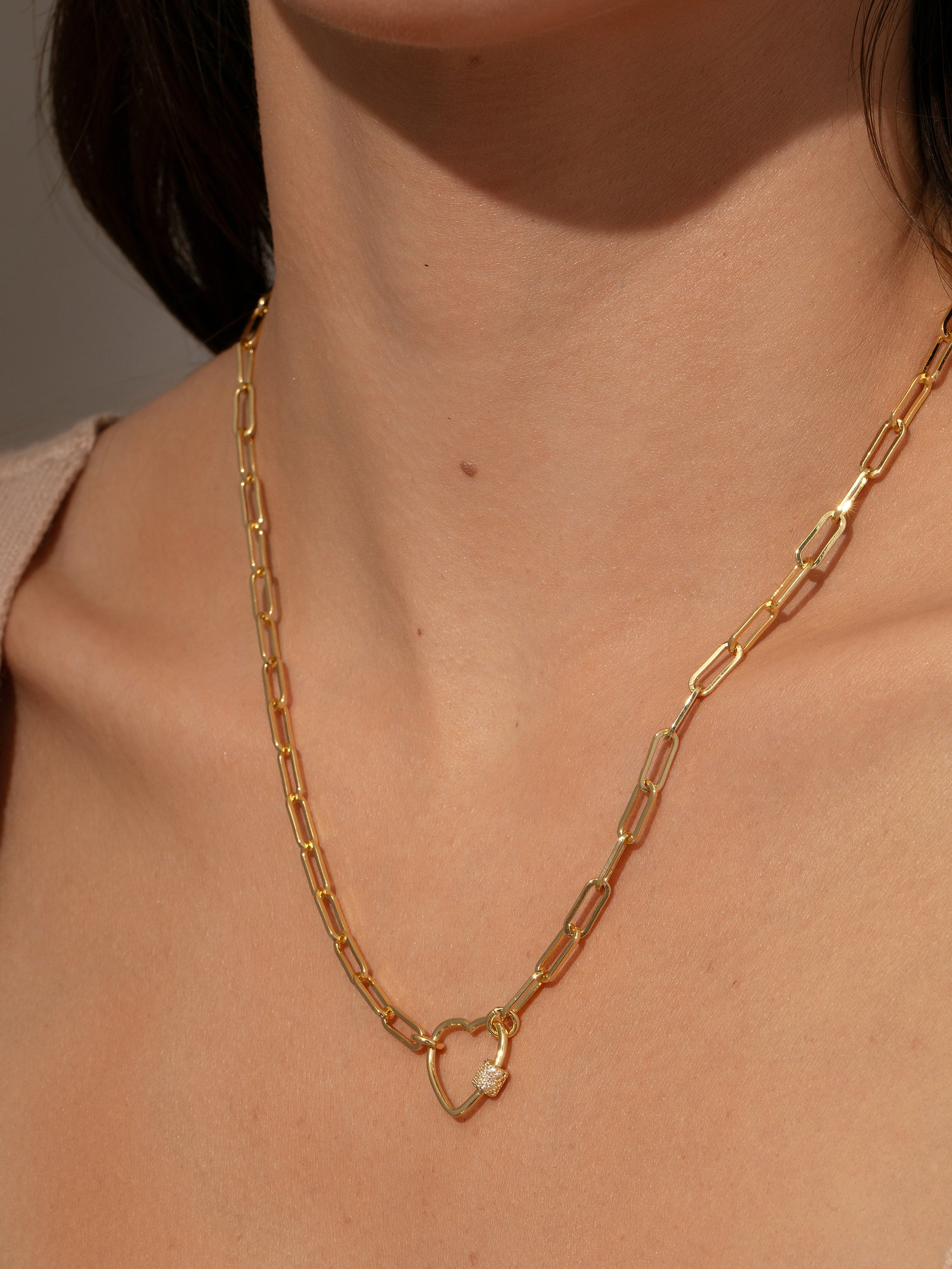 Locked Heart Necklace | Gold | Model Image | Uncommon James