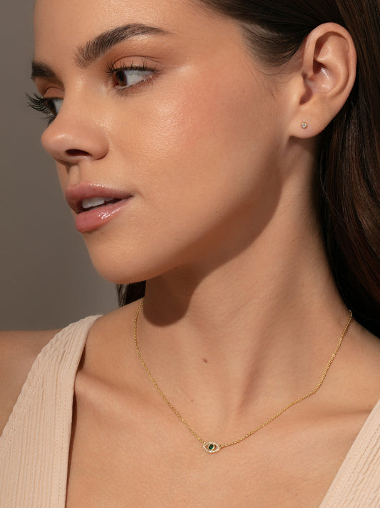 Evil Eye Pavé Necklace | Gold | Product Detail Image | Uncommon James
