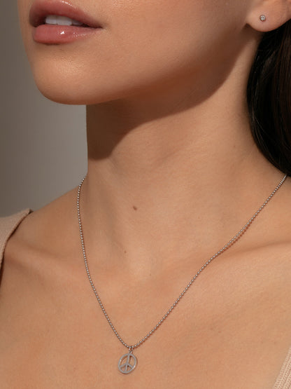 ["Peace Sign Pendant Necklace ", " Silver ", " Model Image ", " Uncommon James"]