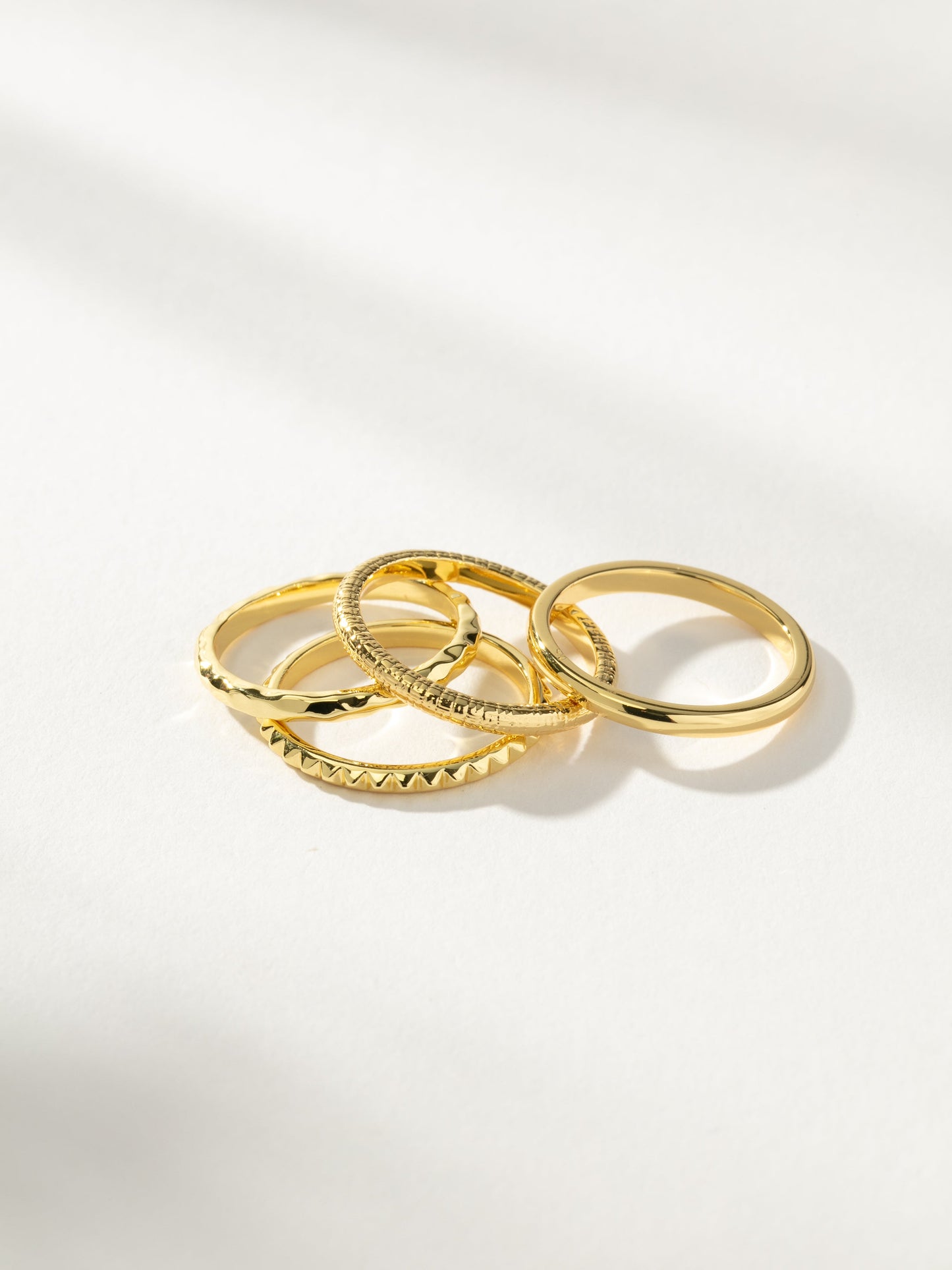 Textured Ring Stack (Set of 4) | Gold | Product Detail Image | Uncommon James