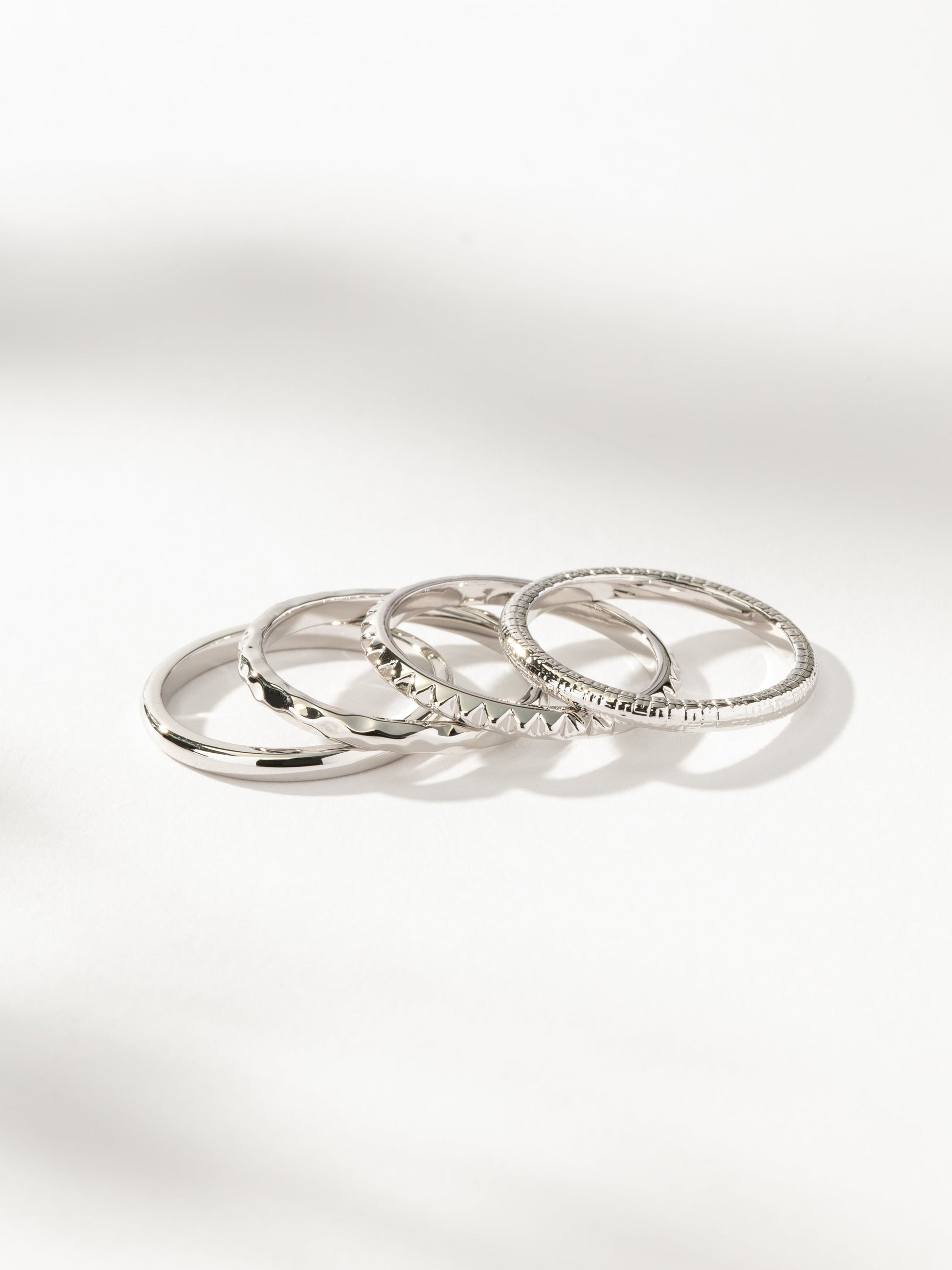 Textured Ring Stack (Set of 4) | Silver | Product Image | Uncommon James