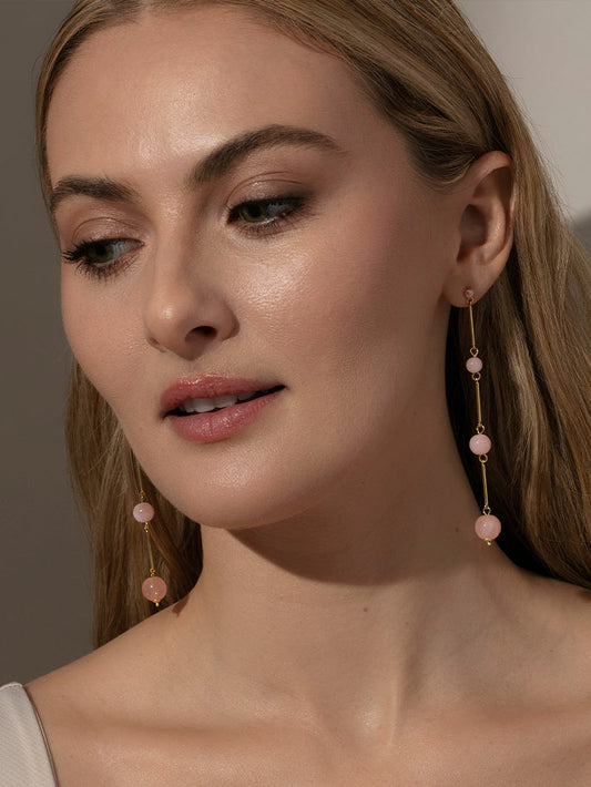 Crystal Ball Dangle Earrings | Gold Pink | Product Image | Uncommon James