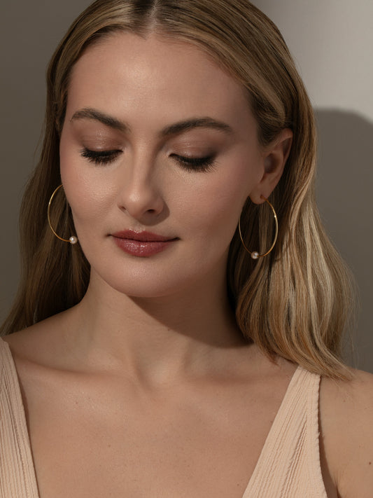 Grace Pearl Hoop Earrings | Gold | Product Image | Uncommon James