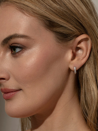 ["Hammered Hoop Earrings ", " Silver ", " Model Image ", " Uncommon James"]