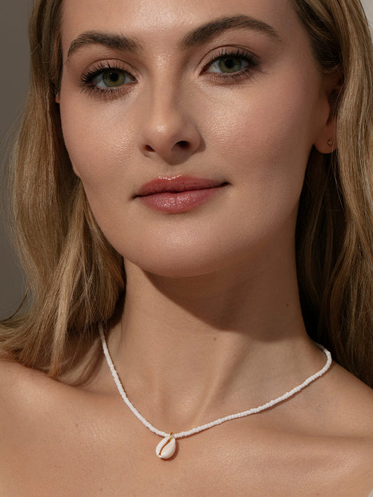 Beaded Puka Shell Necklace | White | Product Image | Uncommon James