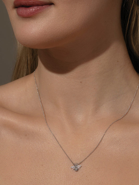 Bee Necklace | Silver | Model Image | Uncommon James
