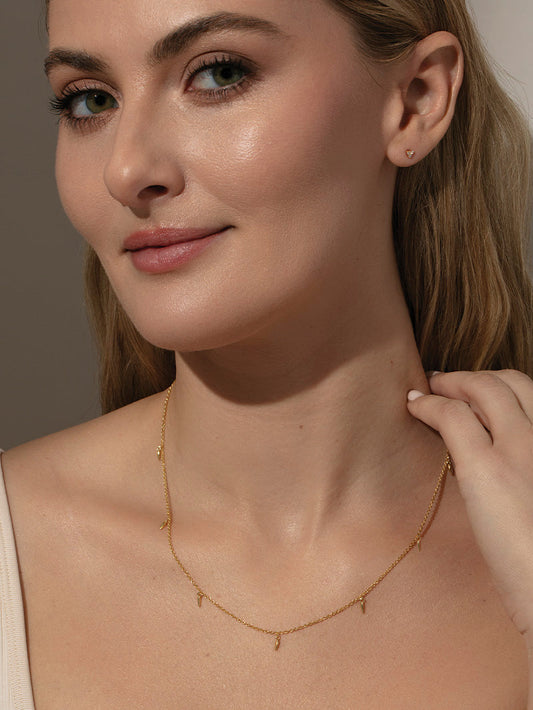 Dainty Layering Necklace | Gold | Model Image | Uncommon James