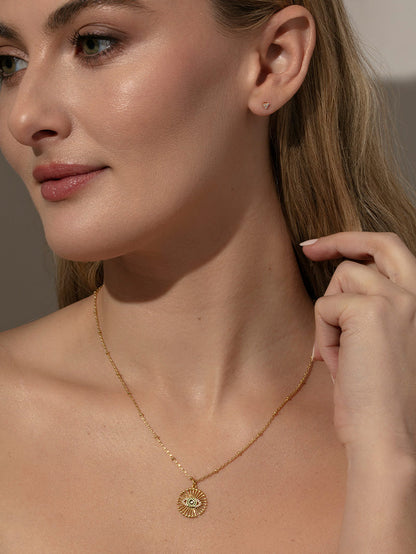 ["Evil Eye Pendant Necklace ", " Gold ", " Model Image ", " Uncommon James"]