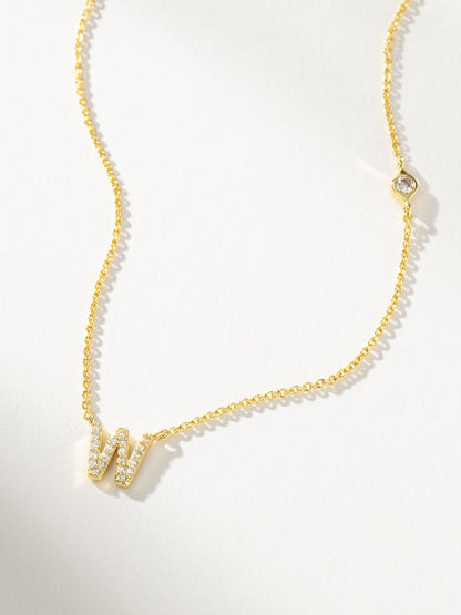 ["Pavé Initial Necklace ", " Gold W ", " Product Detail Image ", " Uncommon James"]