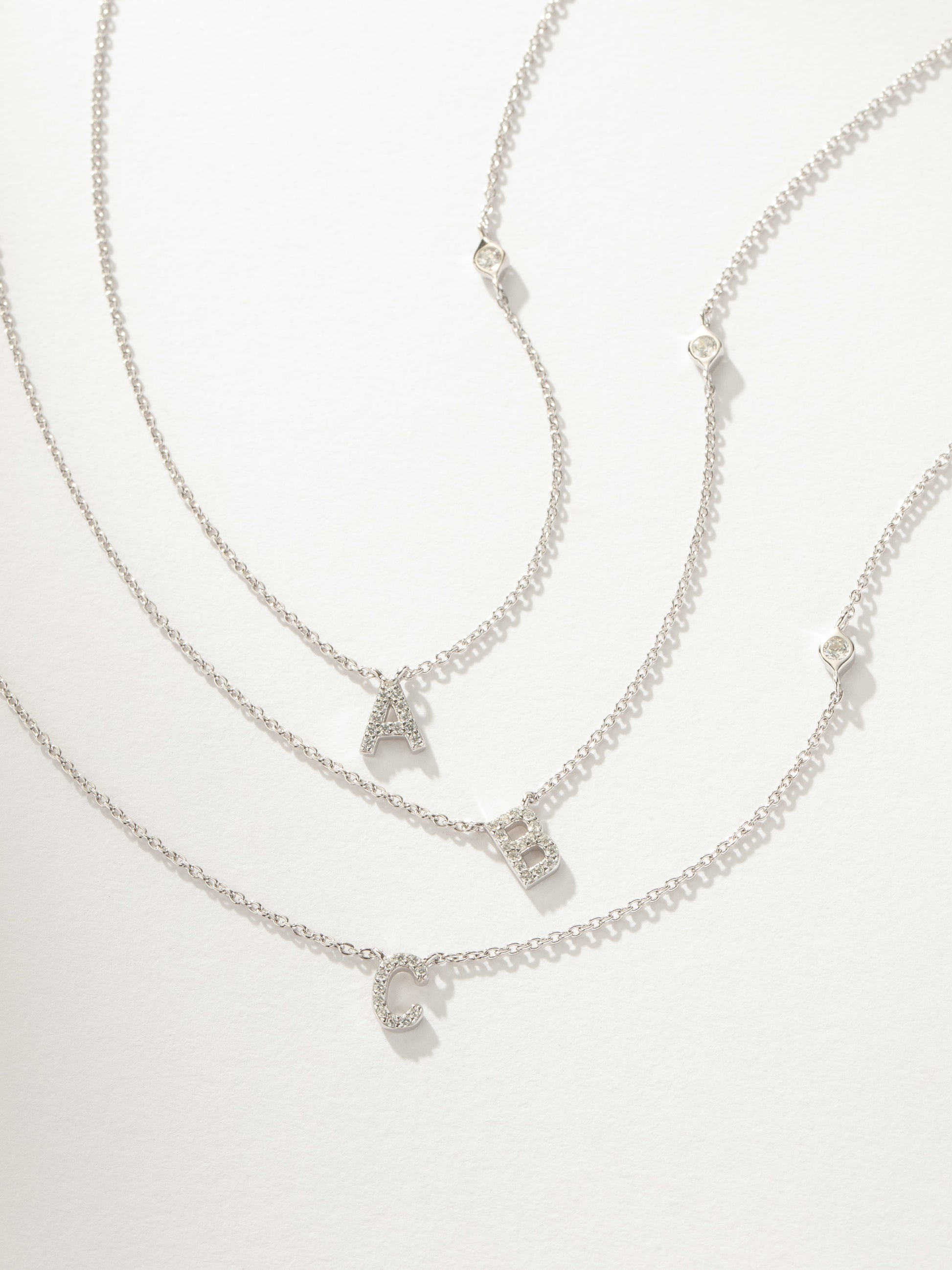 Pavé Initial Necklace | Sterling Silver | Group Image | Uncommon James