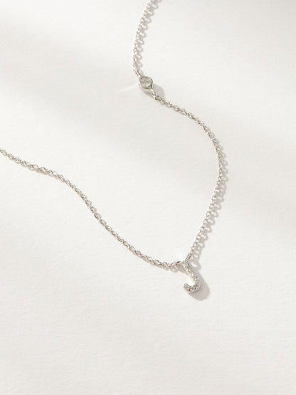 ["Pavé Initial Necklace ", " Sterling Silver J ", " Product Image ", " Uncommon James"]