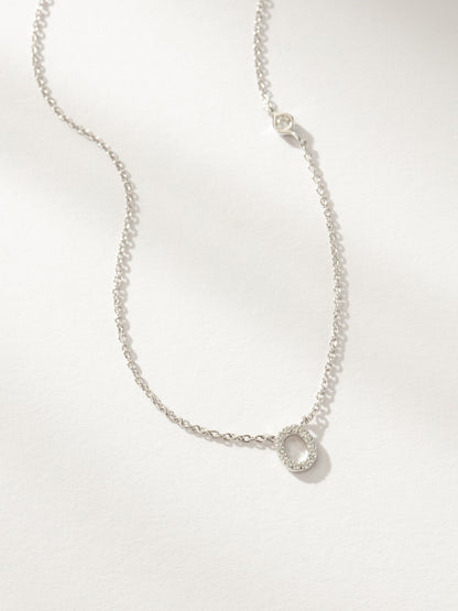 ["Pavé Initial Necklace ", " Sterling Silver O ", " Product Image ", " Uncommon James"]