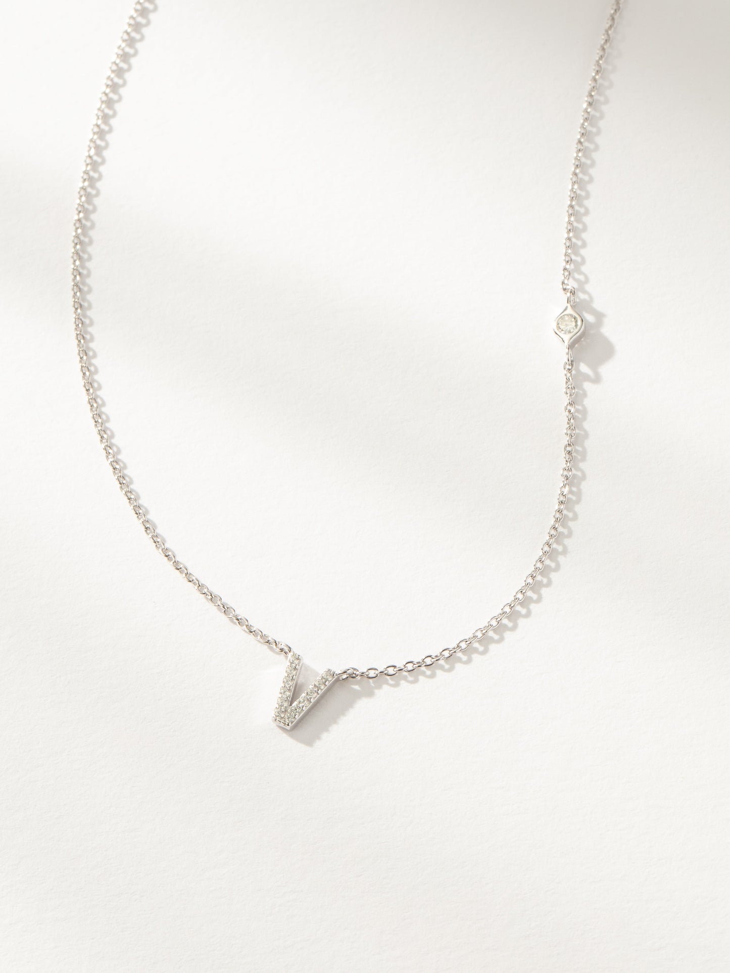 Pavé Initial Necklace | Sterling Silver V | Product Image | Uncommon James