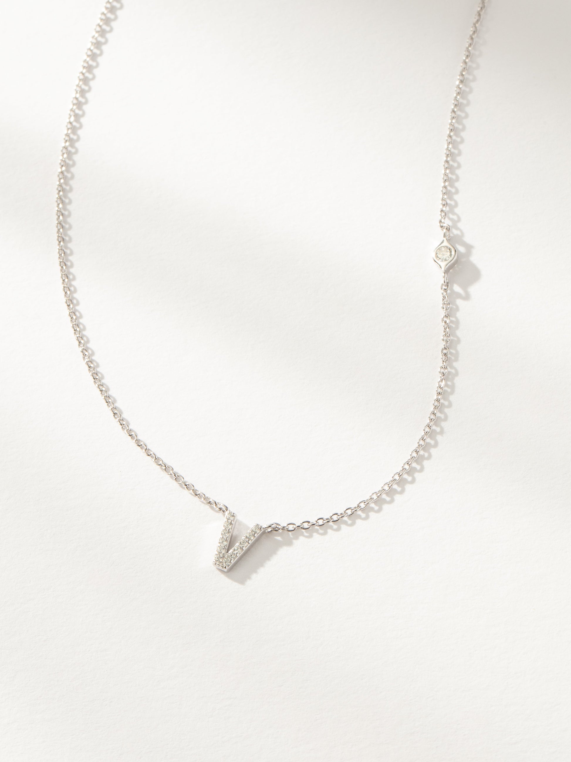 Pavé Initial Necklace | Sterling Silver V | Product Image | Uncommon James
