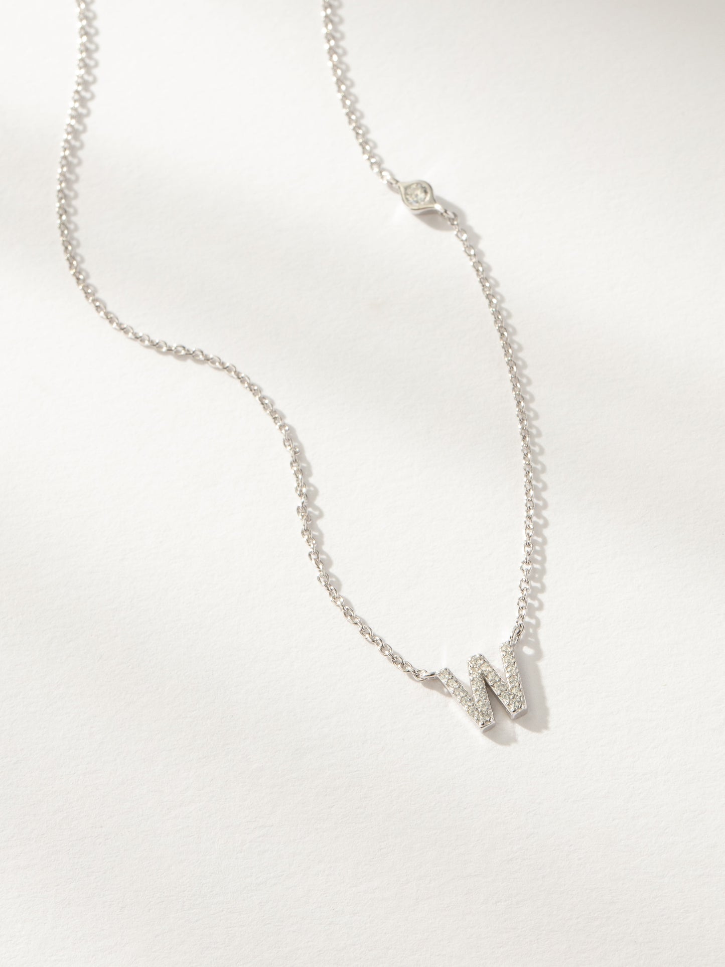 Pavé Initial Necklace | Sterling Silver W | Product Image | Uncommon James