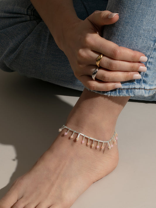 Ocean Floor Beaded Anklet | Blue/Pink | Product Image | Uncommon James