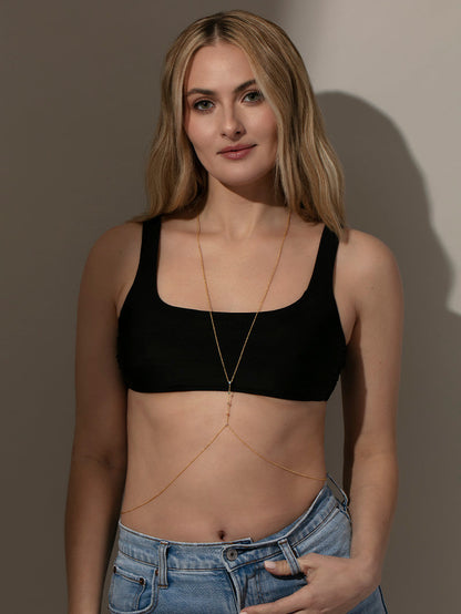 ["Rainbow Gem Body Chain ", " Gold ", " Model Image ", " Uncommon James"]