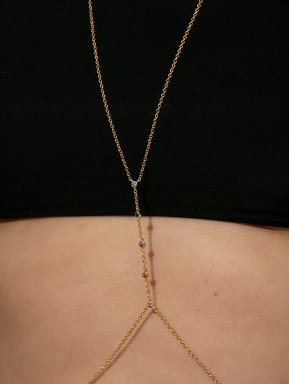 ["Rainbow Gem Body Chain ", " Gold ", " Model Image 2 ", " Uncommon James"]