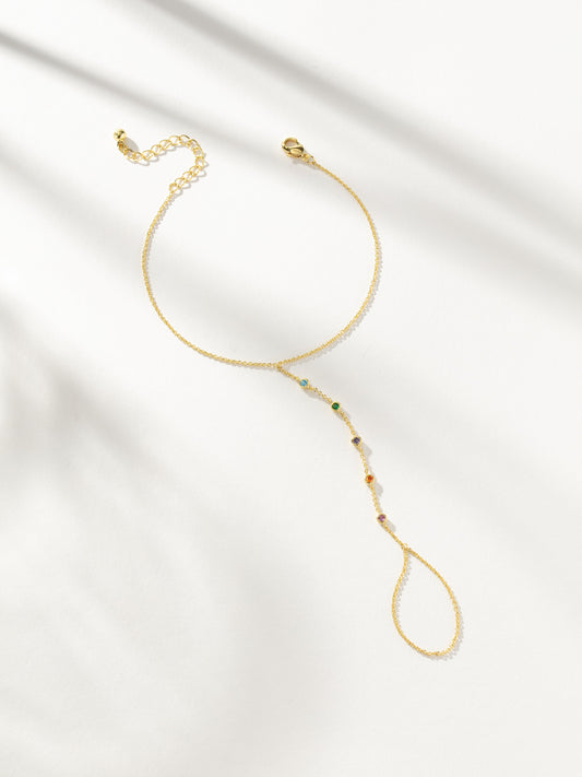 Rainbow Gem Hand Chain | Gold | Product Image | Uncommon James