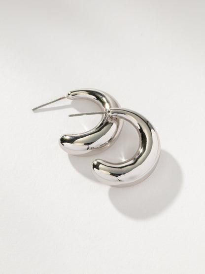 ["Dome Hoop Earrings ", " Silver ", " Product Detail Image ", " Uncommon James"]