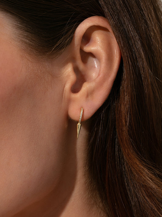 Killer Spike Huggie Earrings | Gold | Model Image | Uncommon James