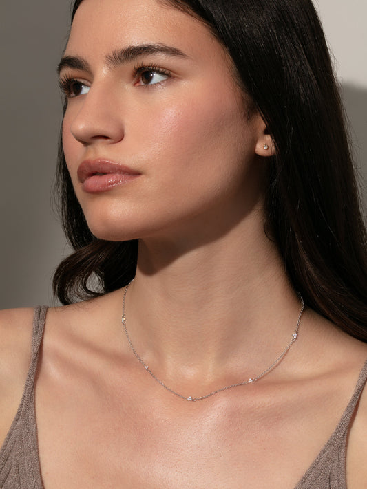 In Bloom Dainty Chain Necklace | Silver | Model Image | Uncommon James