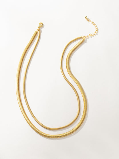 Layered Flat Snake Chain Necklace | Gold | Product Image | Uncommon James