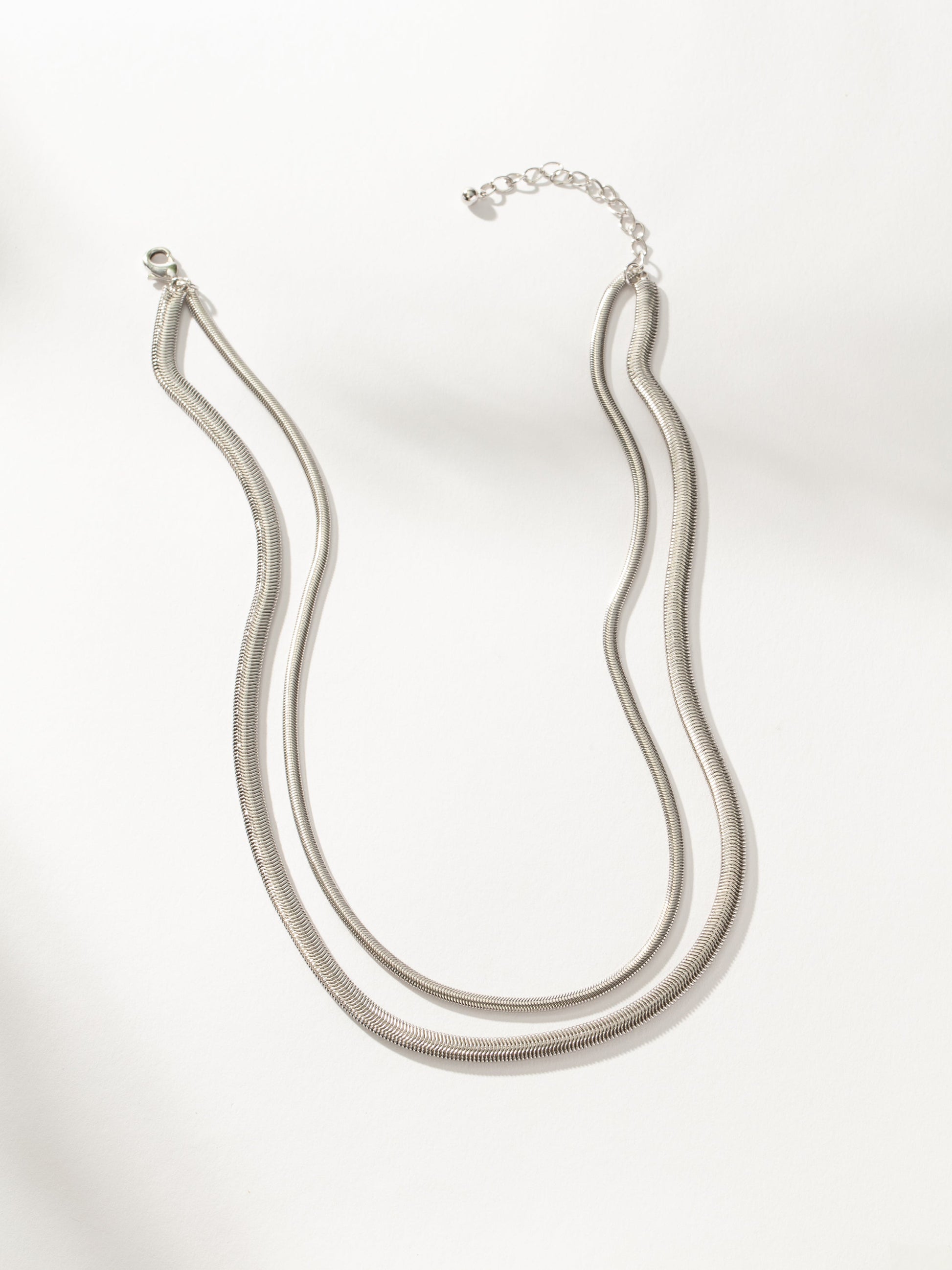 Layered Flat Snake Chain Necklace | Silver | Product Image | Uncommon James