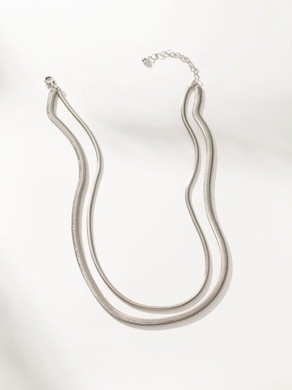 ["Layered Flat Snake Chain Necklace ", " Silver ", " Product Image ", " Uncommon James"]