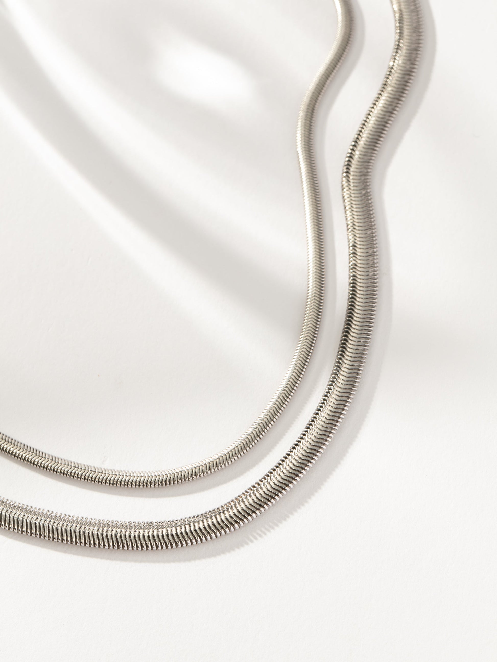 Layered Flat Snake Chain Necklace | Silver | Product Detail Image | Uncommon James