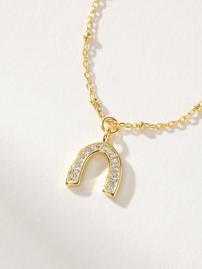 ["Horseshoe Pendant Necklace ", " Gold ", " Product Detail Image ", " Uncommon James"]