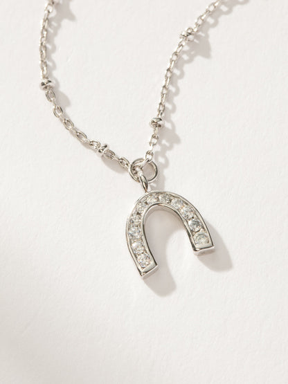 ["Horseshoe Pendant Necklace ", " Silver ", " Product Detail Image ", " Uncommon James"]