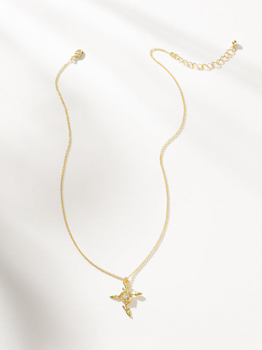 Rose Cross Pendant Necklace | Gold | Product Image | Uncommon James